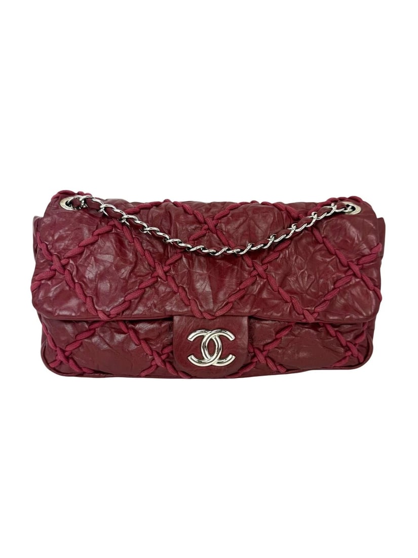 Chanel Calfskin Medium Ultra Stitch Flap Dark Red Shoulder Bag - 2