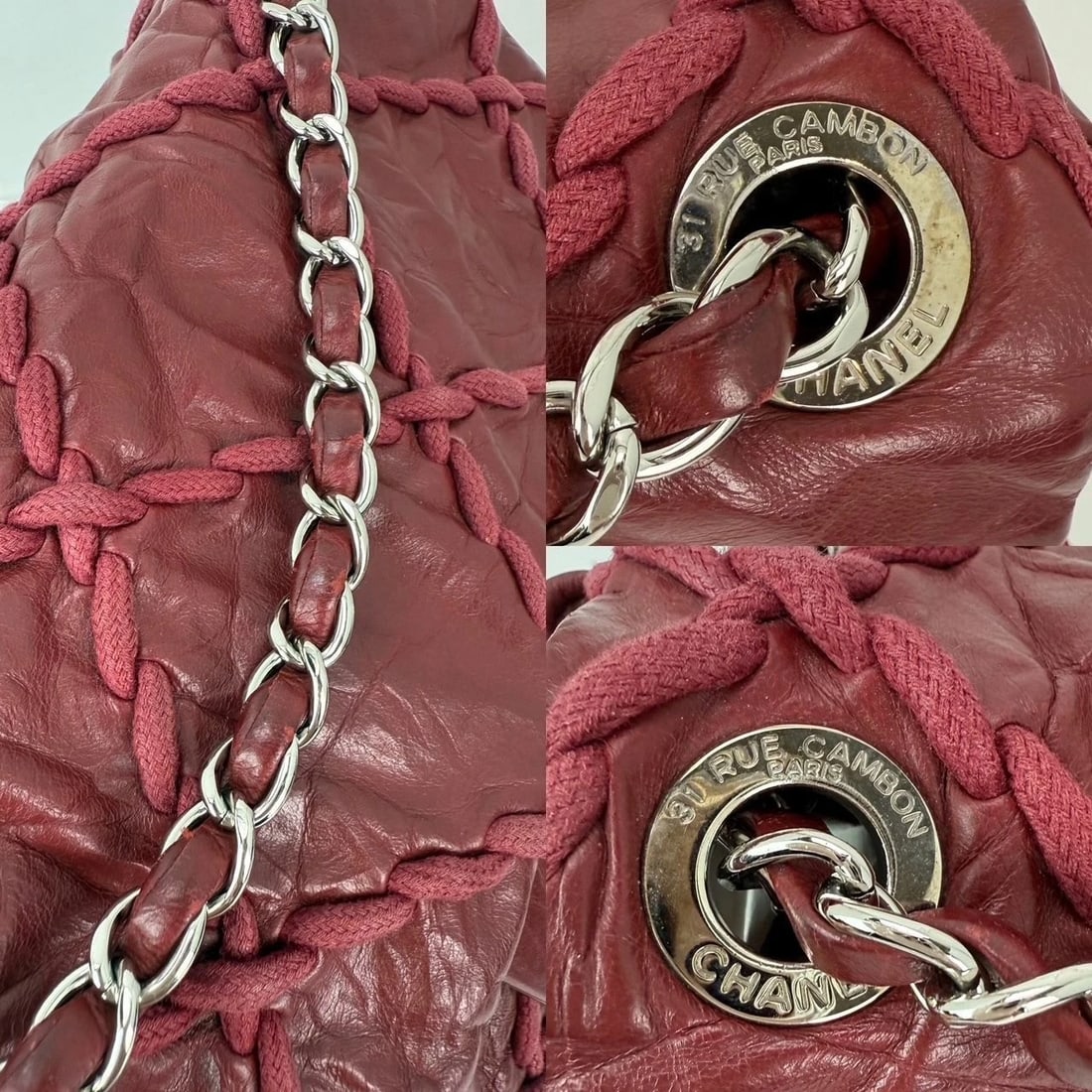 Chanel Calfskin Medium Ultra Stitch Flap Dark Red Shoulder Bag - 7