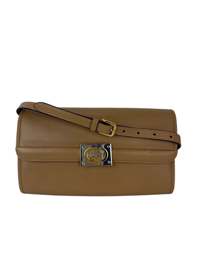 Gucci Lambskin G Linea Matisse Interlocking Beige Clutch Shoulder Bag - 2