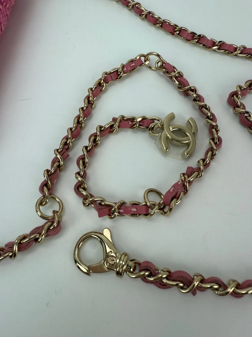 Chanel Tweed Quilted Mini Flap Pink Chain Waist Shoulder Bag - 13