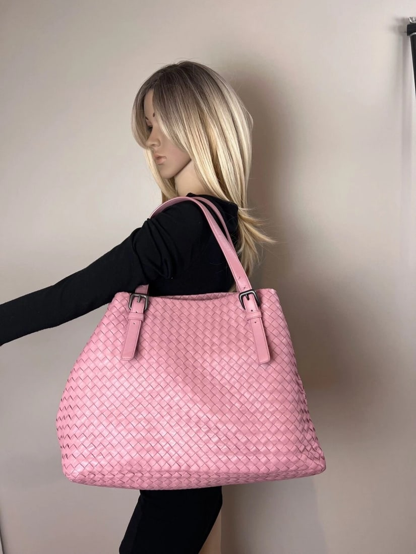 Bottega Venetta Nappa Intrecciato Large Seamless Rose Pink tote Bag - 8