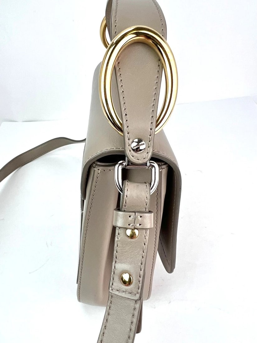 Chloe Shiny Calfskin Suede Small C Motty Gray Shoulder Bag - 14