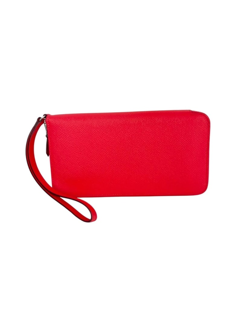 Hermes Epsom Lucky Wrist Azap Leather Pink Red Wallet - 2