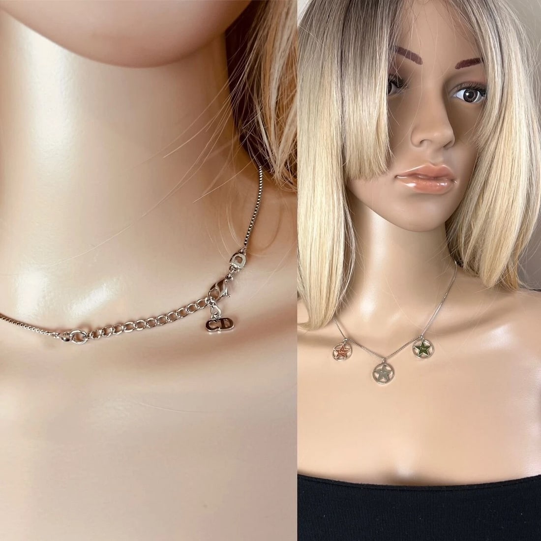 Christian Dior Multi Star Adjustable Silver Finish Necklace - 6