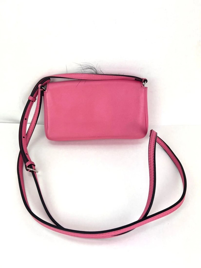 Fendi Monster Baguette Pink Leather Micro Crossbody Bag - 3