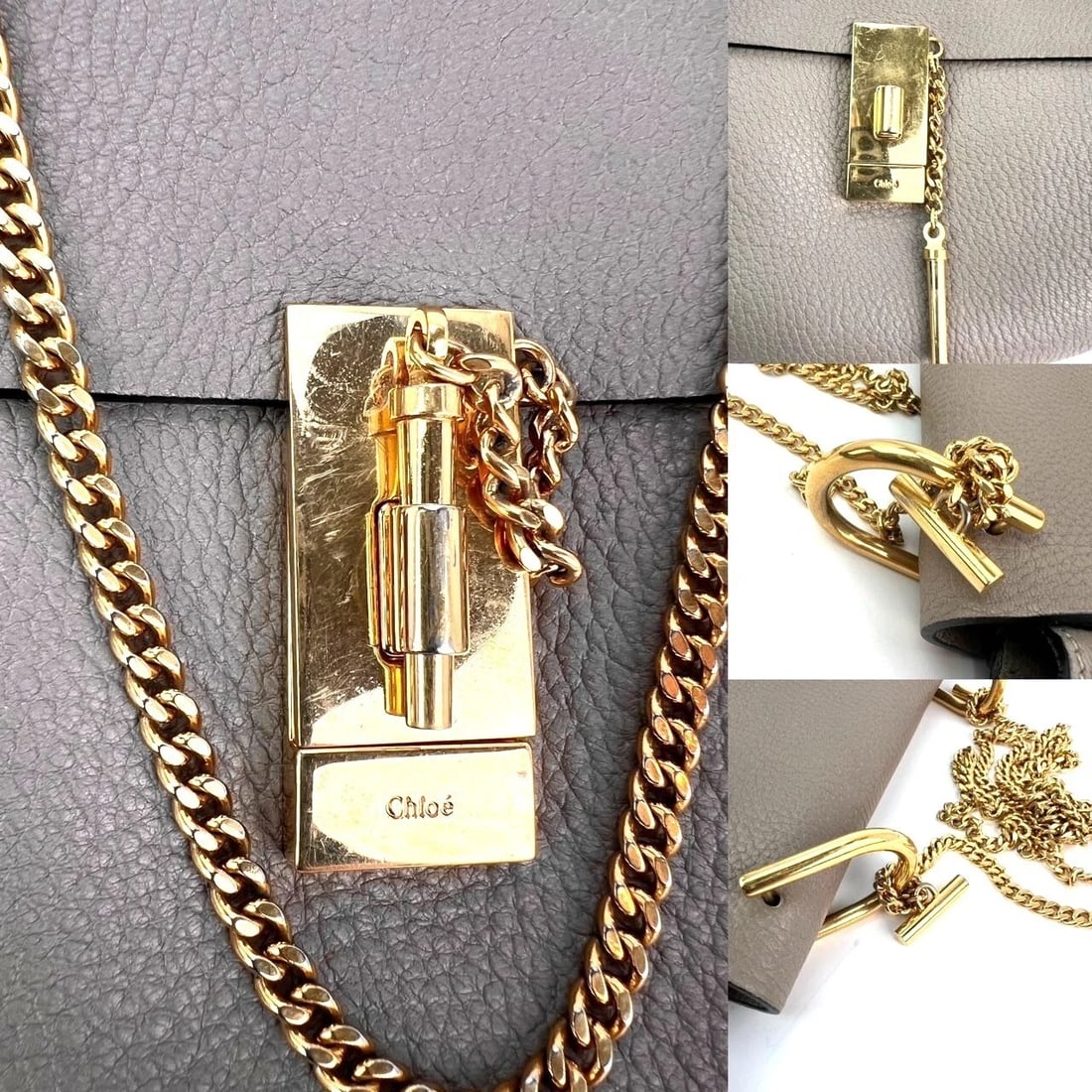 Chloe Small Drew Gray Grained Lambskin Leather Shoulder Cross-body Bag - 7