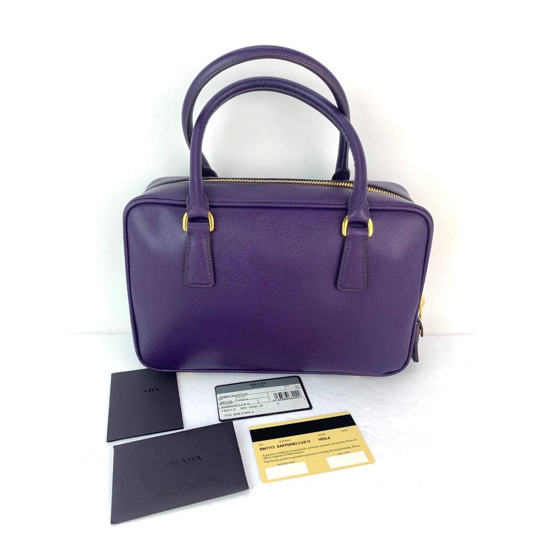 Prada Saffiano Leather Lux Small Top Handle Viola Purple Handbag - 3