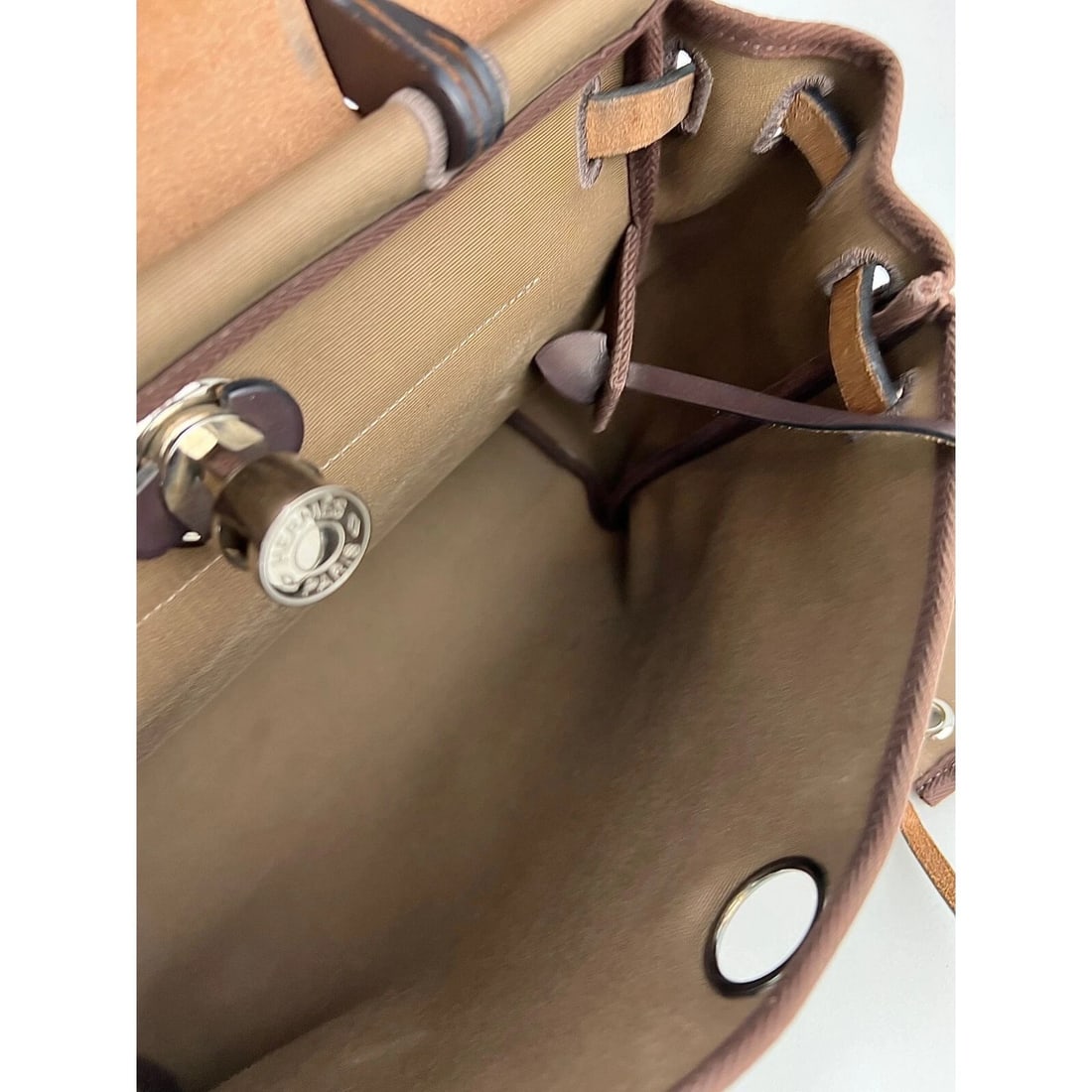 Hermes Toile Vache Hunter Herbag zip 31 PM Etoupe Ebene Shoulder Bag - 8