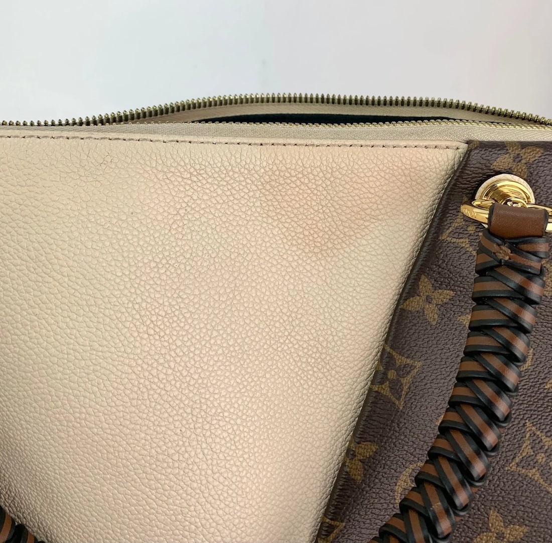 Louis Vuitton Braided V Tote MM Cream Leather Monogram Hand Bag - 14