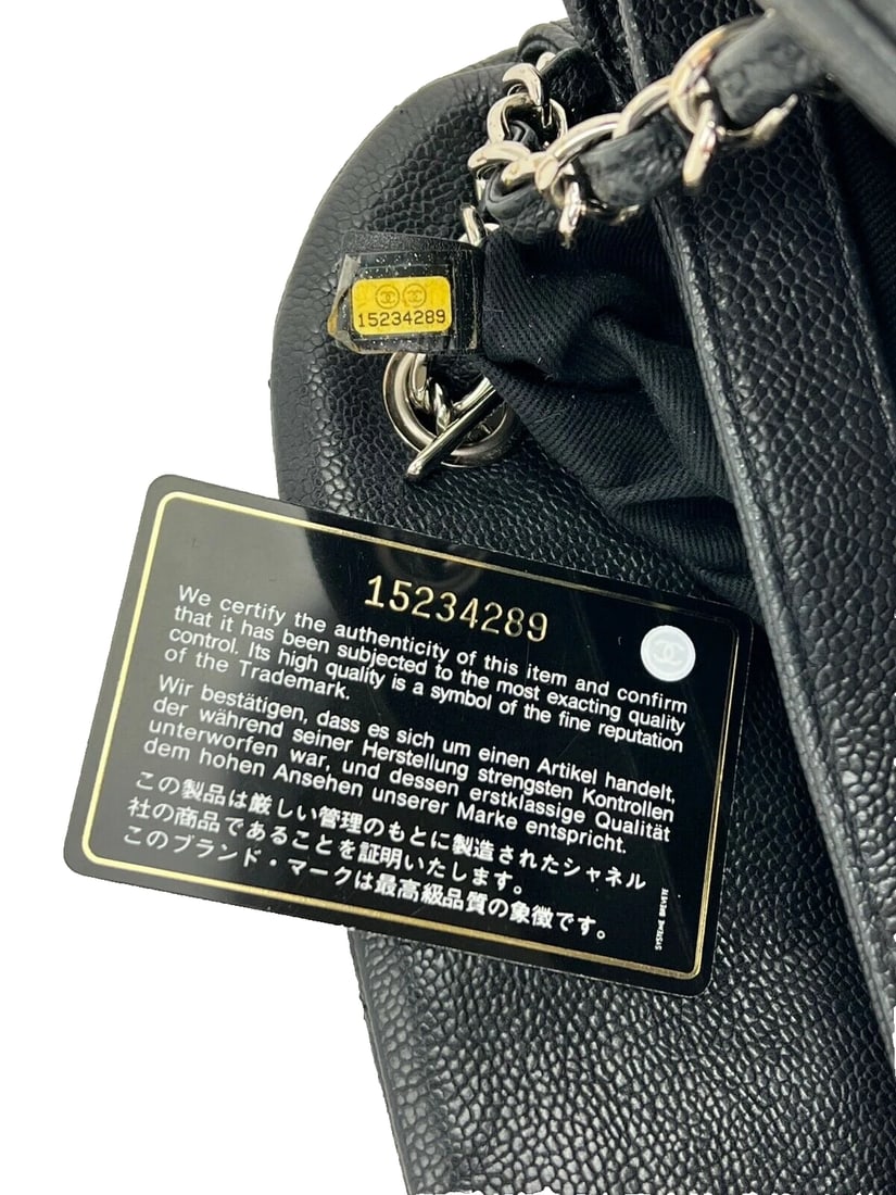 CHANEL Just Mademoiselle Quilted Caviar Black Leather Bowling Shoulder Bag - 13