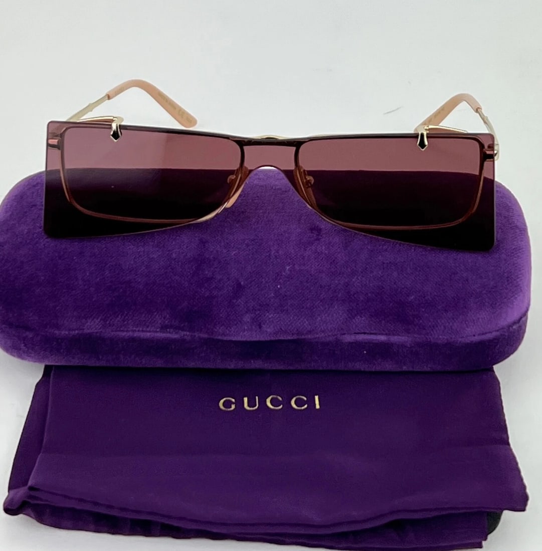 Gucci Sunglasses Flip-Up Authentic Rectangle Red Gold frames GG0363S 002 56 - 3