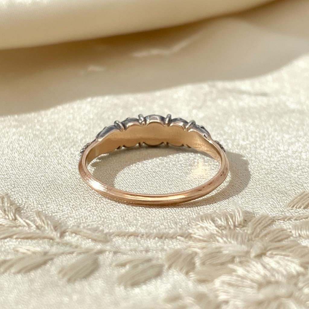 Antique rose diamond yellow gold wedding band - 3