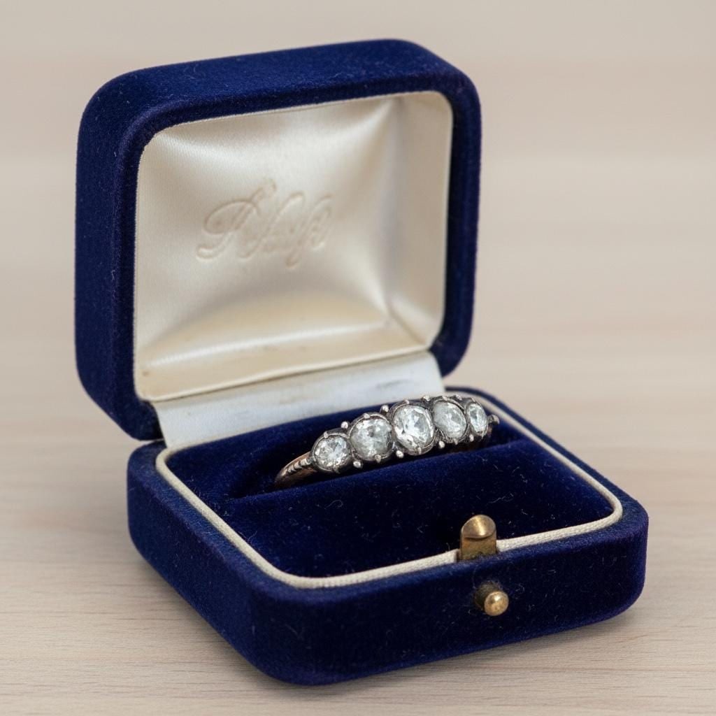 Antique rose diamond yellow gold wedding band - 6