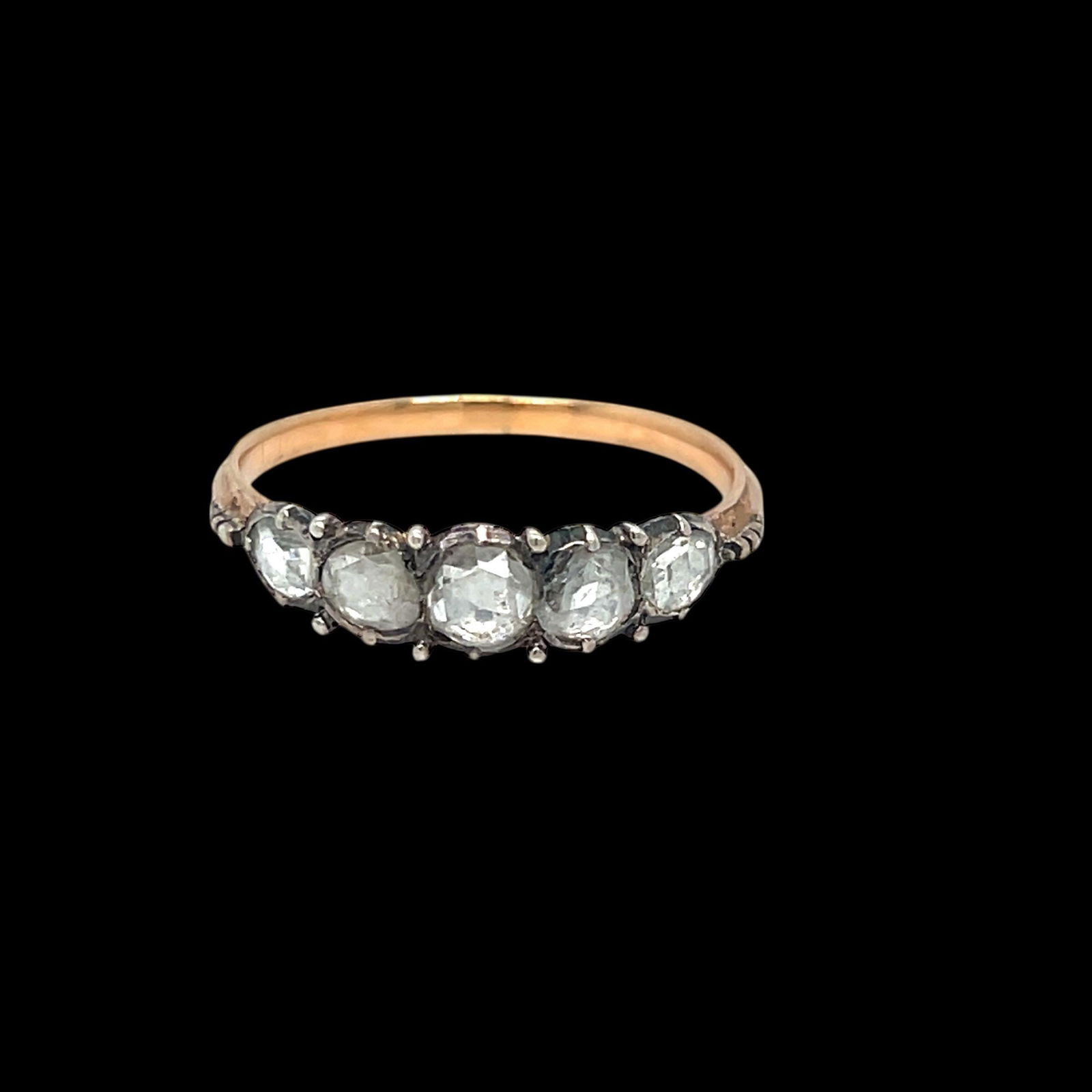 Antique rose diamond yellow gold wedding band - 8