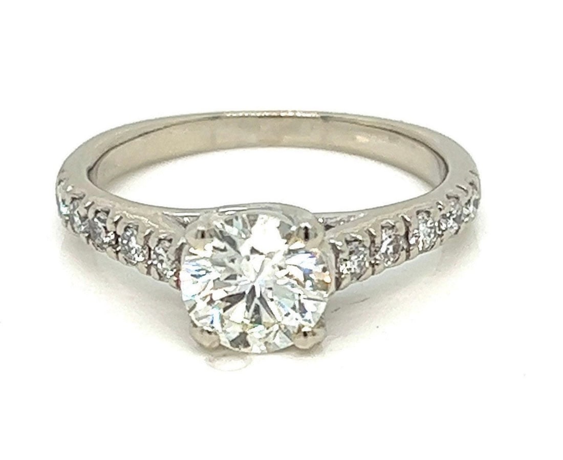 14k Diamond engagement ring 1.09 ctw round brilliant with EGL cert: Title: 14k Diamond engagement ring 1.09 ctw round brilliant with EGL cert Description: Solid 14k white gold diamond engagement ring Reserve: $3,100.00 Shipping: Domestic: Flat-rate of $25 t