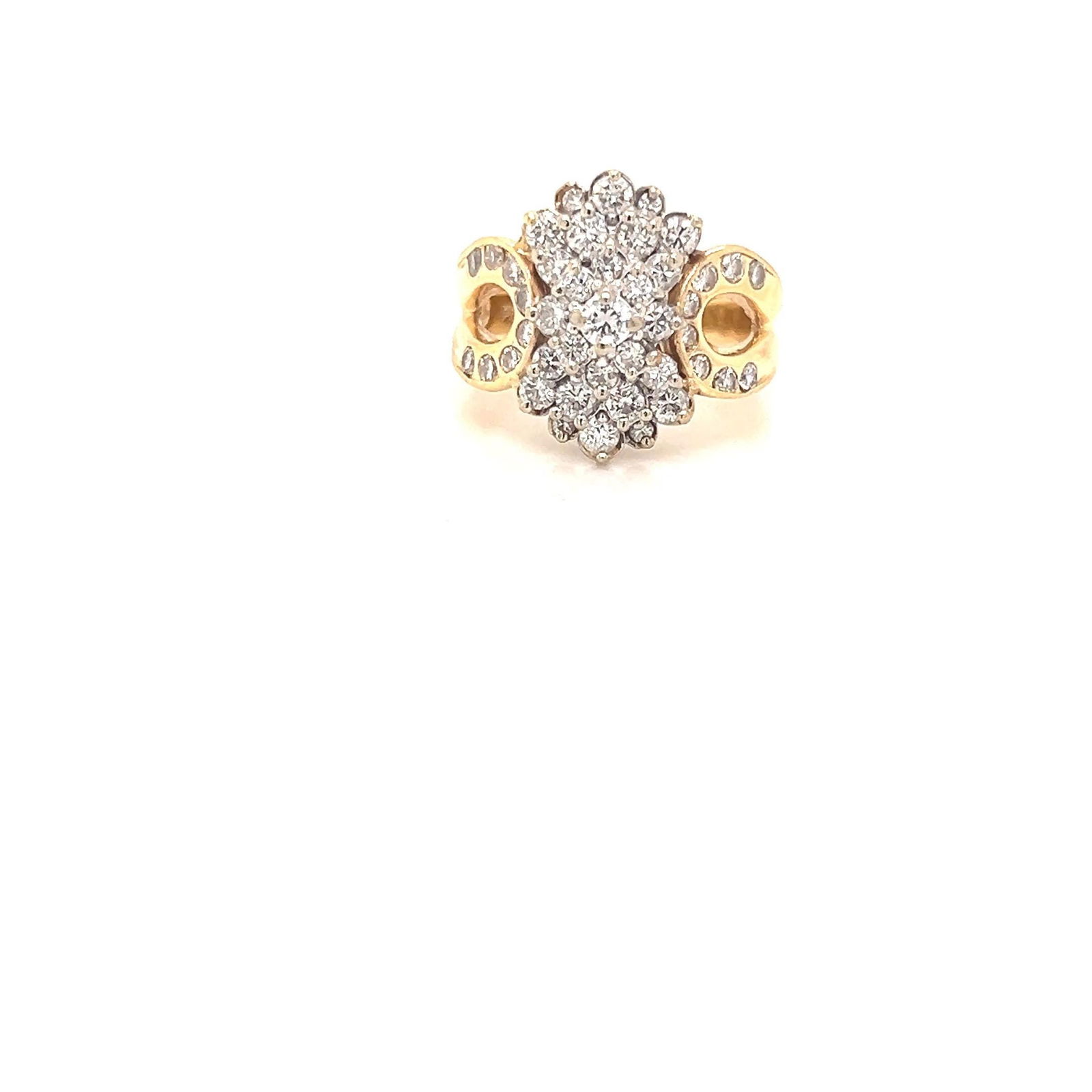 14k yellow, gold, diamond ladies cluster ring 1.20 tcw - 2