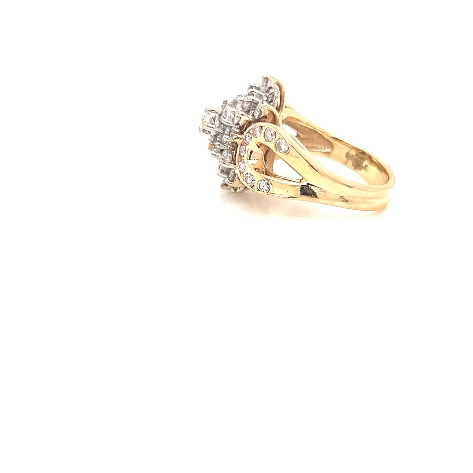 14k yellow, gold, diamond ladies cluster ring 1.20 tcw - 3