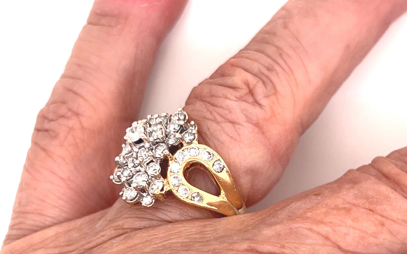 14k yellow, gold, diamond ladies cluster ring 1.20 tcw - 4