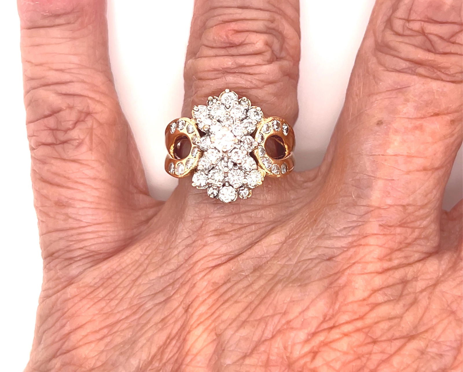 14k yellow, gold, diamond ladies cluster ring 1.20 tcw - 5