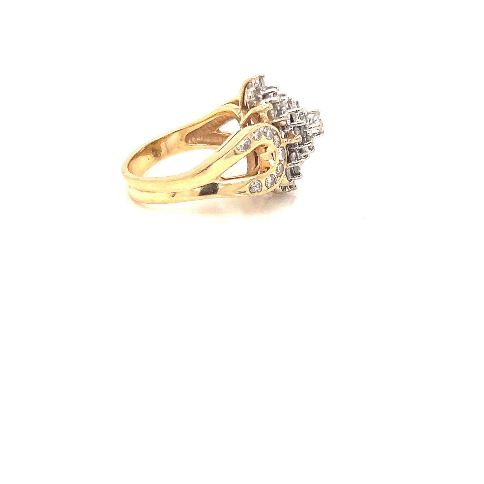 14k yellow, gold, diamond ladies cluster ring 1.20 tcw - 7