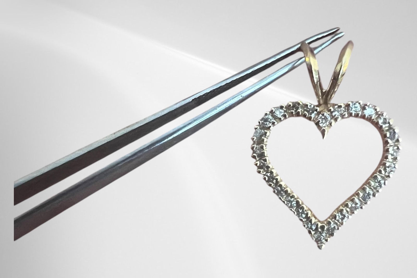 14k solid yellow gold open heart natural diamond pendant .75 tcw - 4