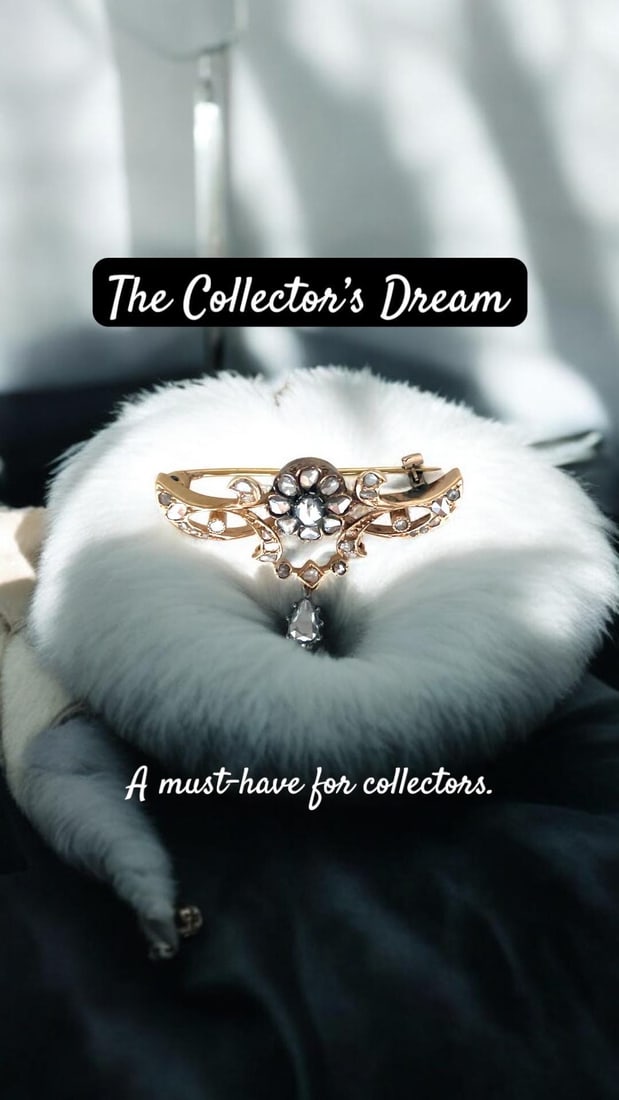 Antique Rose Diamond yellow gold Pin brooch - 2