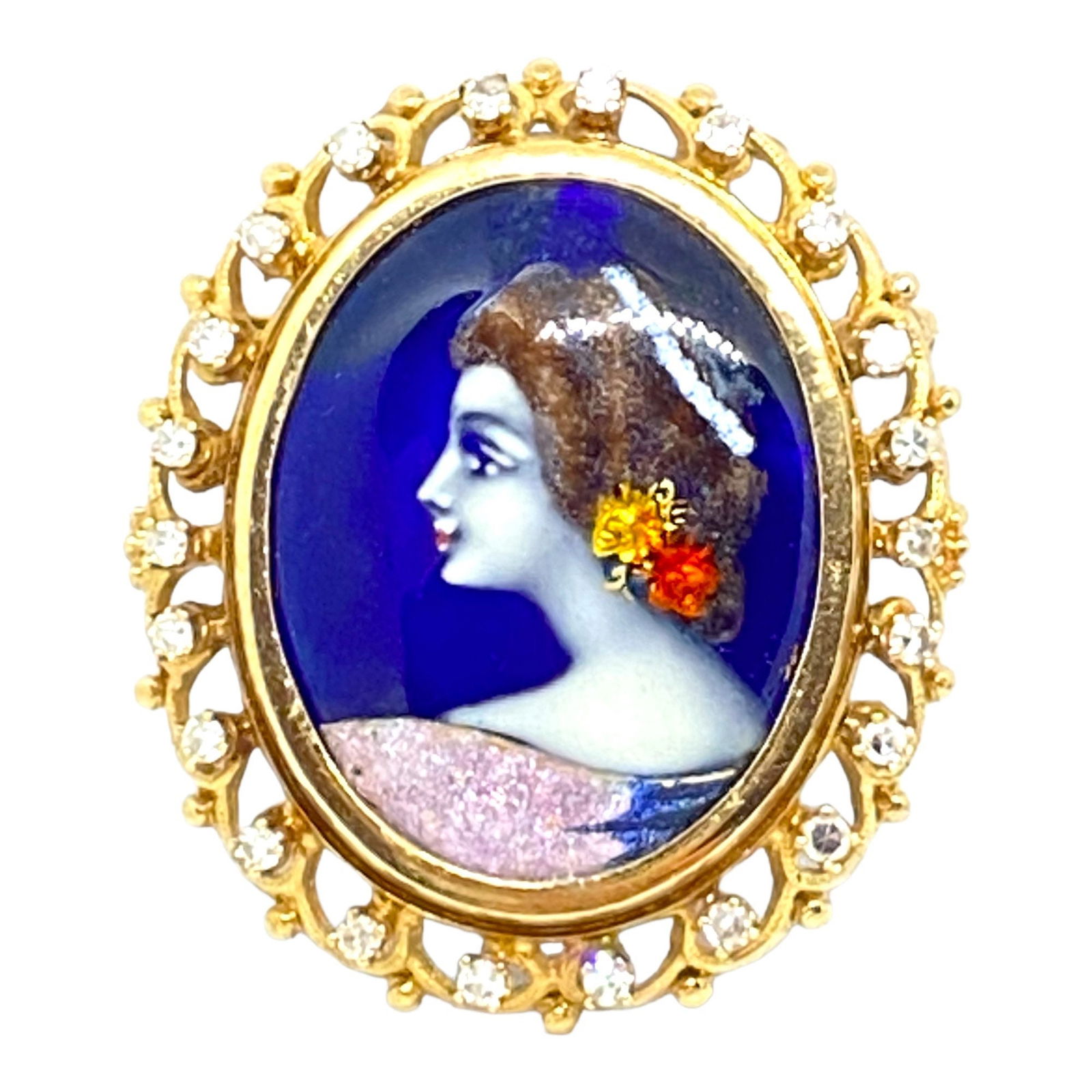 Magnificent French Limoge Enamel and diamond brooch-pendant Just REDUCED! - 2