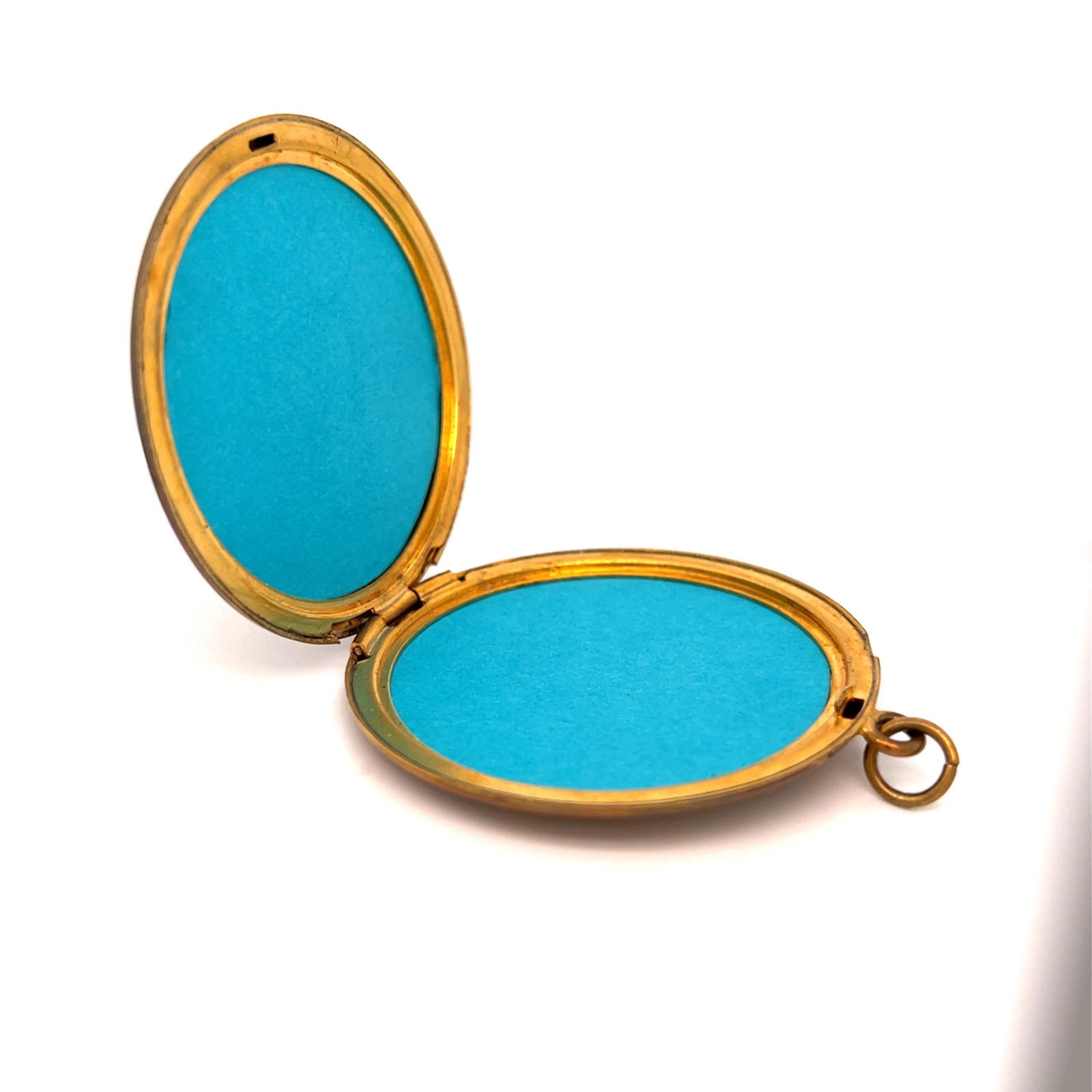 Vintage Gold filled large round locket with sparkly question mark motif - 3