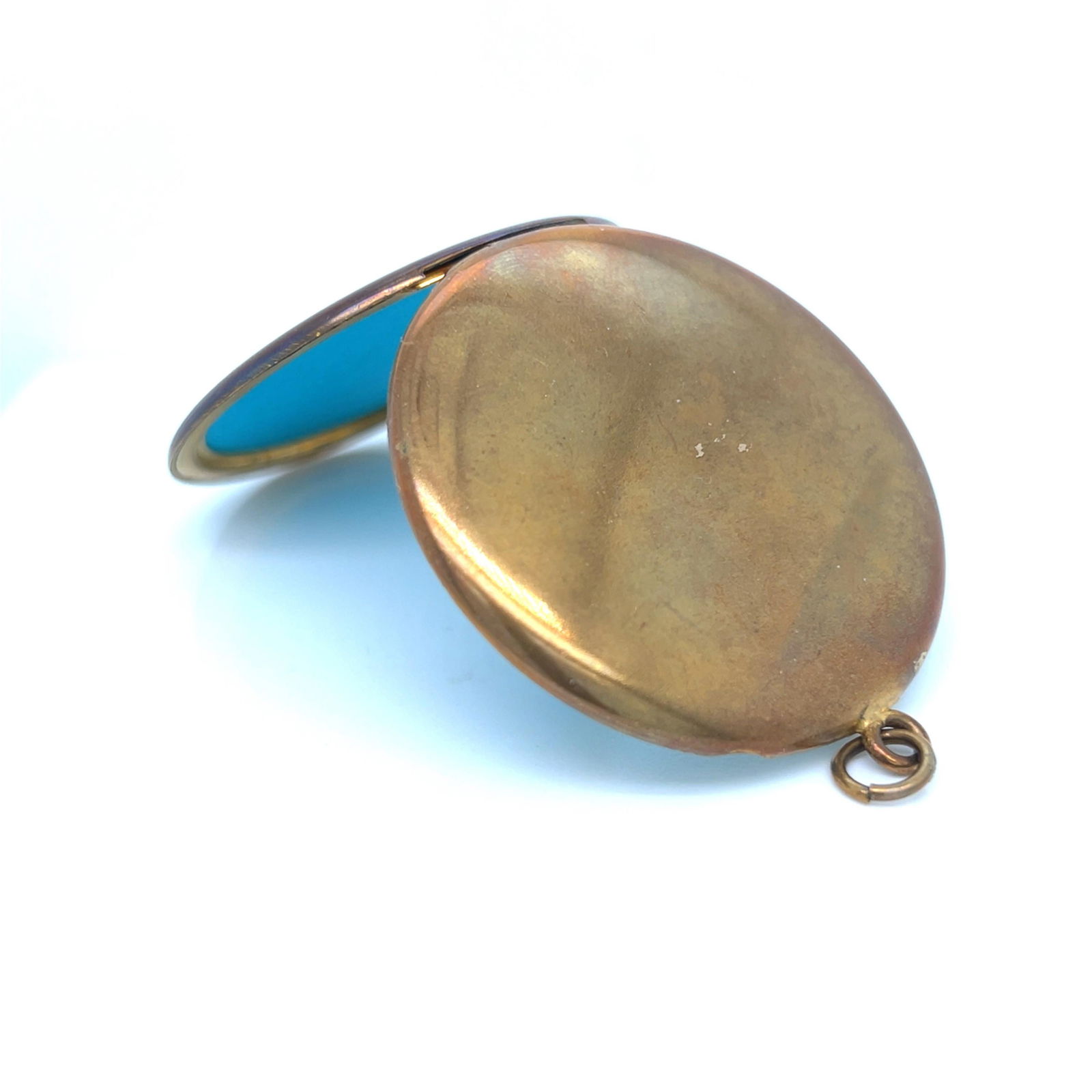 Vintage Gold filled large round locket with sparkly question mark motif - 4