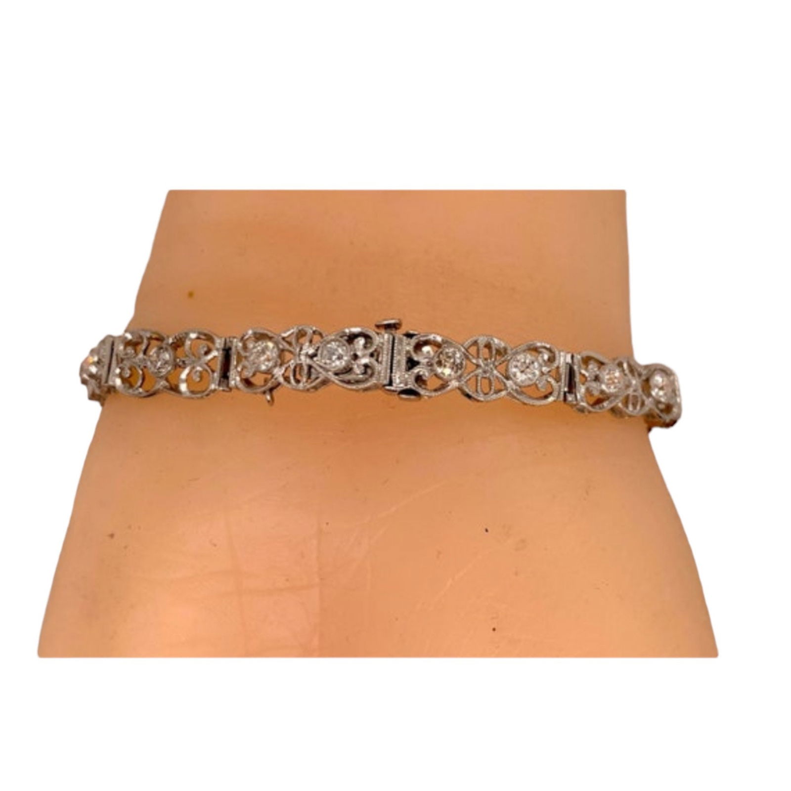 Antique platinum diamond sapphire filigree bracelet Just Reduced !!! - 7