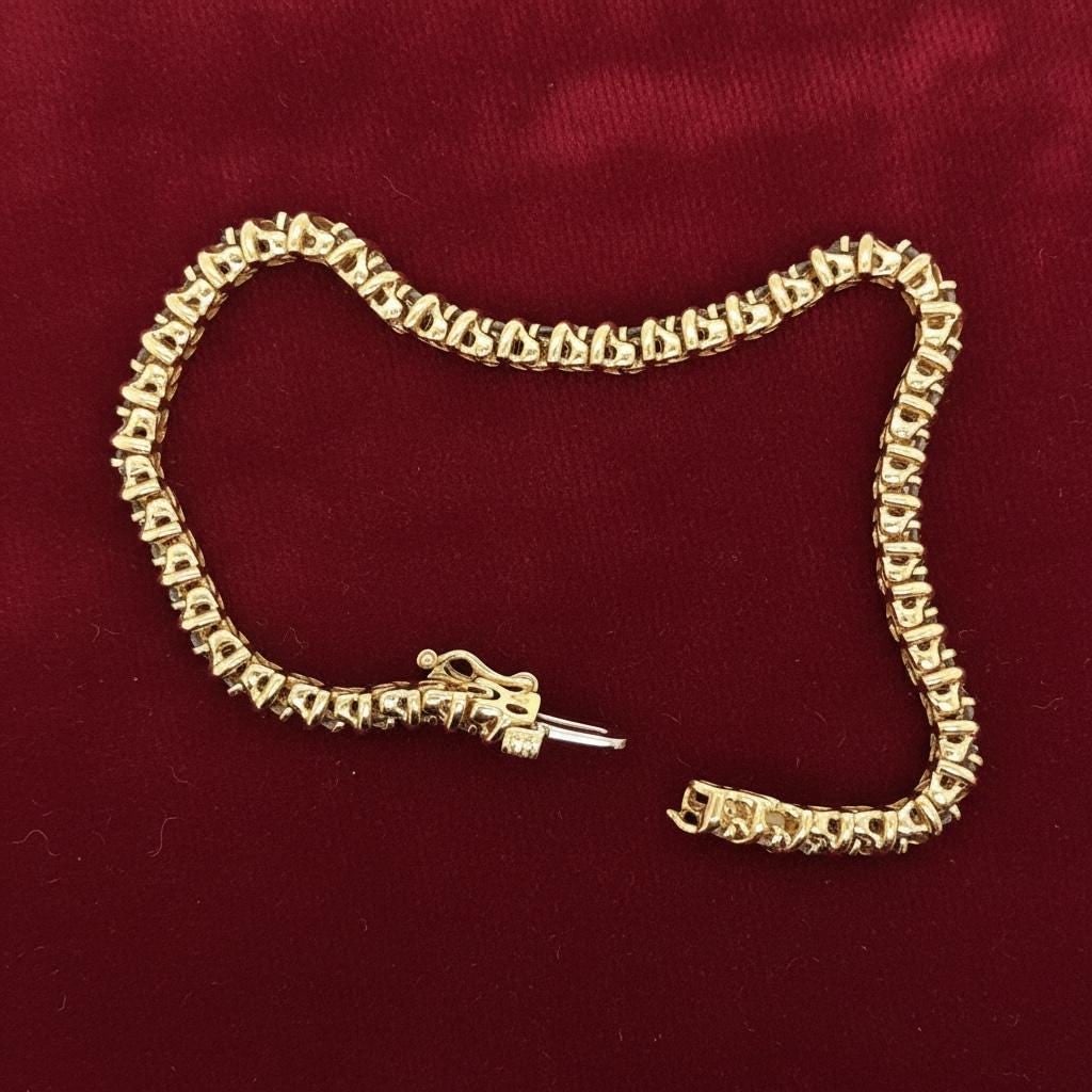 14K yellow gold, diamond tennis bracelet 2.5 cts REDUCED ! - 2