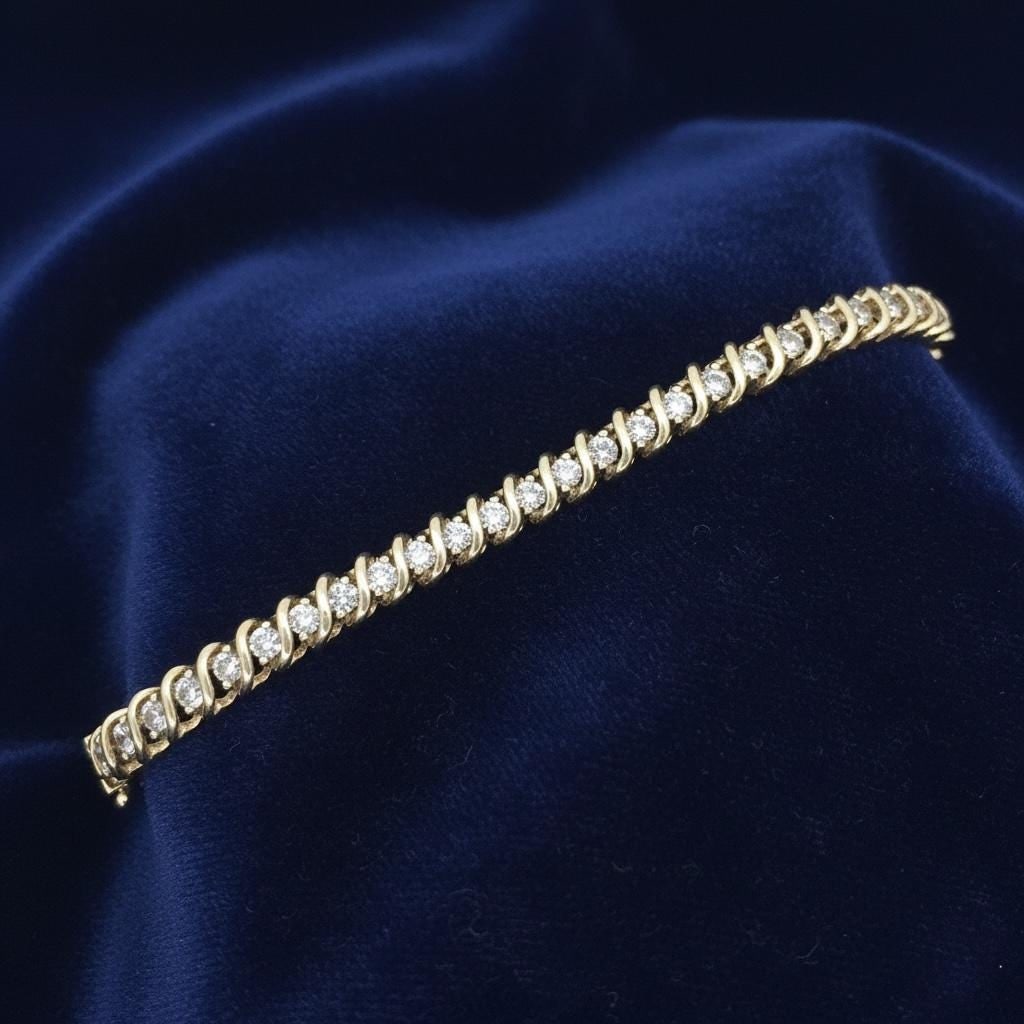 14K yellow gold, diamond tennis bracelet 2.5 cts REDUCED ! - 4