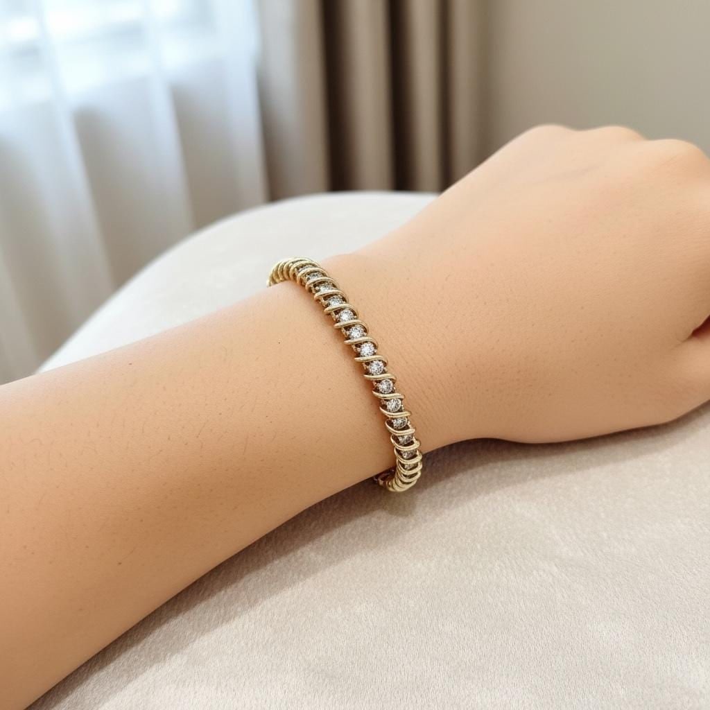 14K yellow gold, diamond tennis bracelet 2.5 cts REDUCED ! - 5