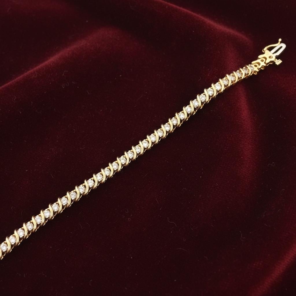 14K yellow gold, diamond tennis bracelet 2.5 cts REDUCED ! - 7