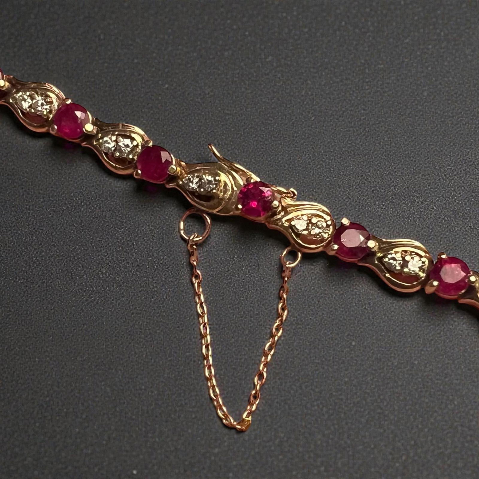14k Ruby, diamond tennis bracelet - 2
