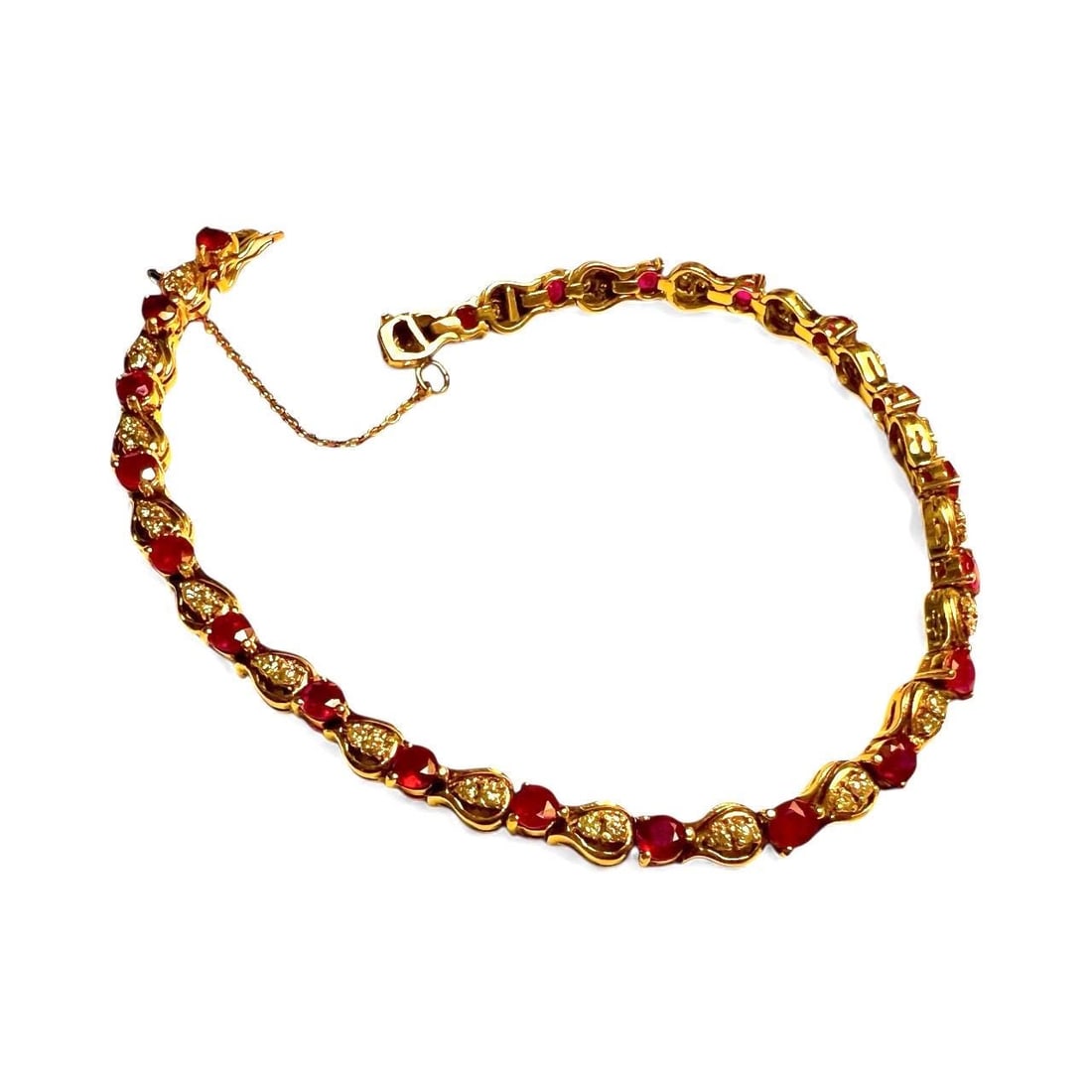 14k Ruby, diamond tennis bracelet - 4