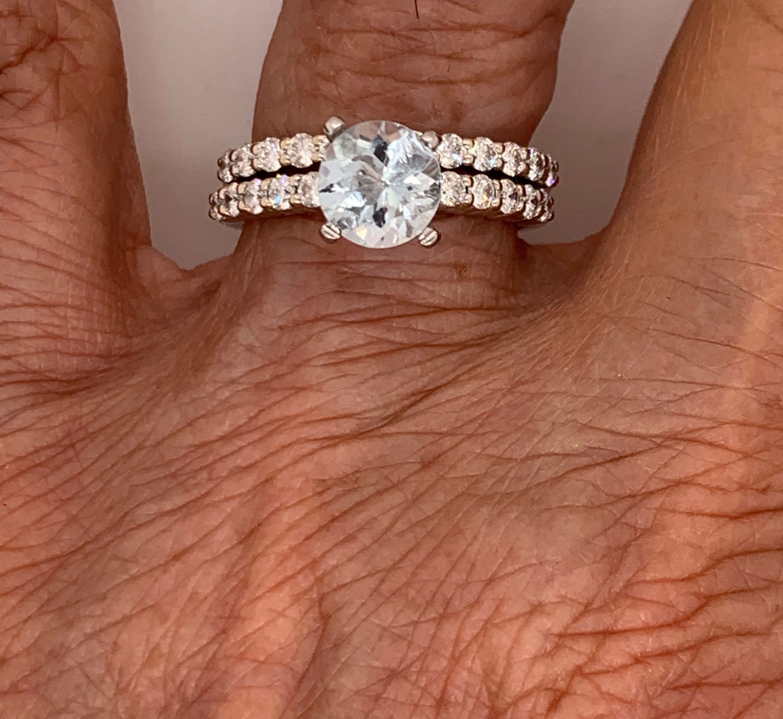 18k White Gold Diamond Bridal Set mounting - 4