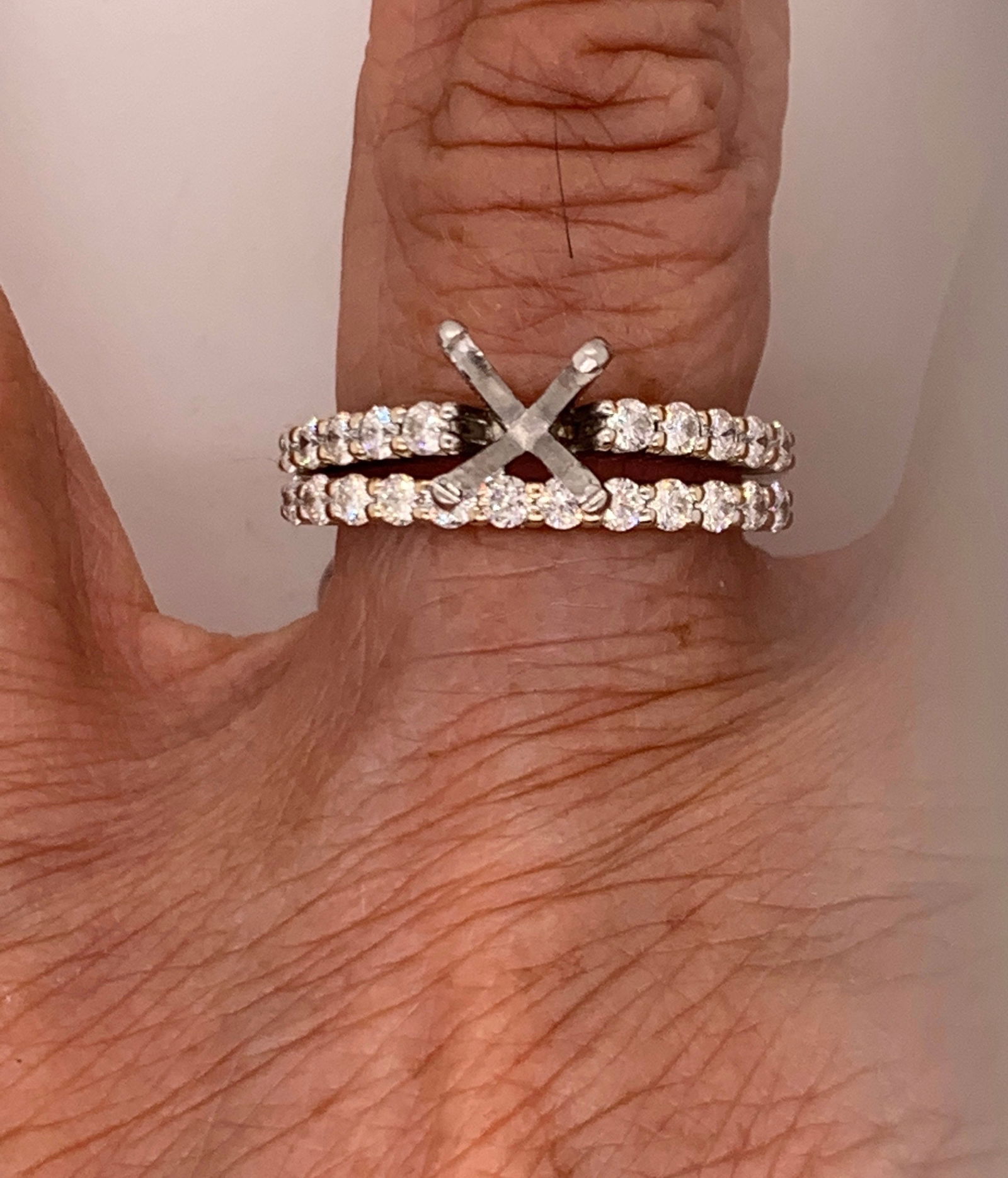 18k White Gold Diamond Bridal Set mounting - 6