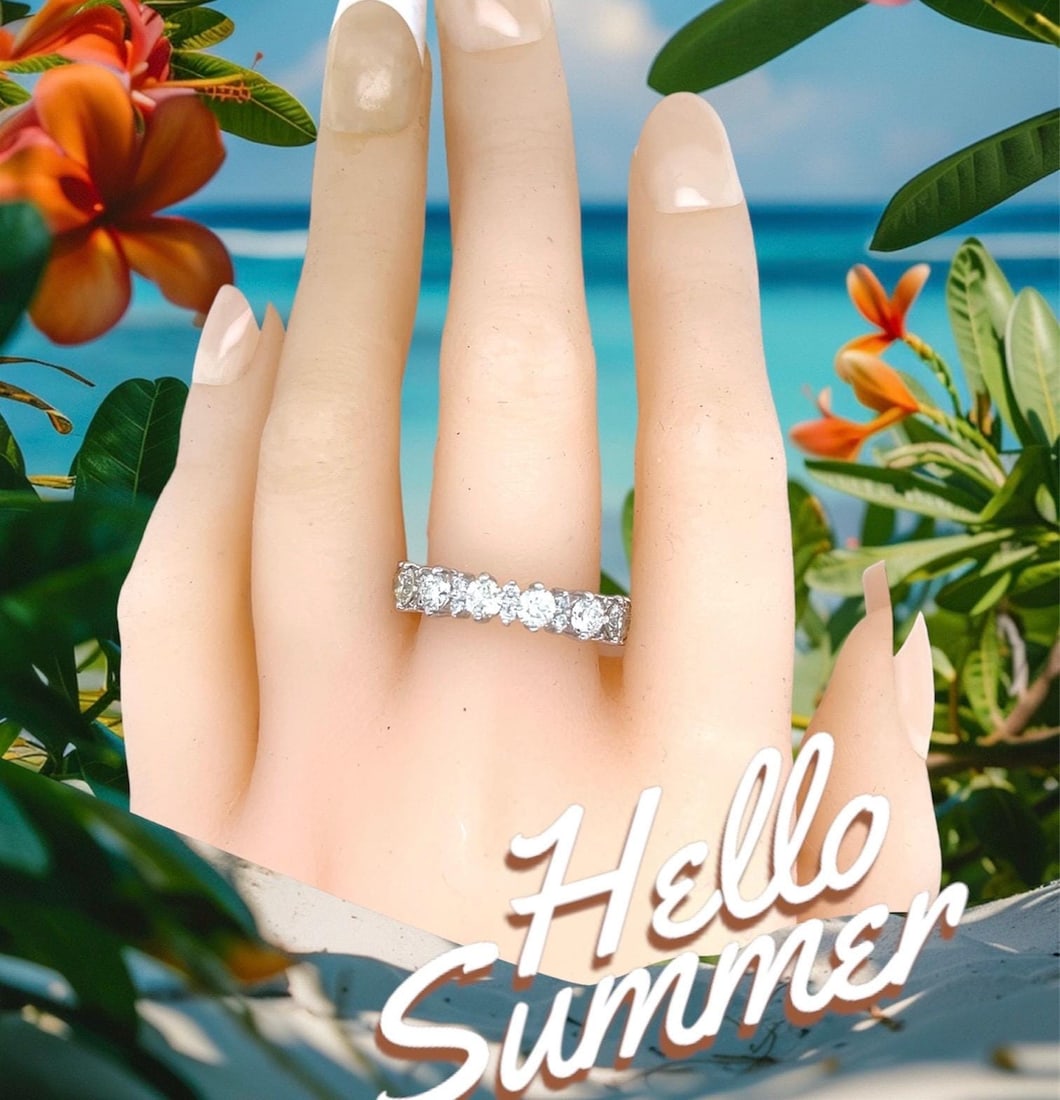 Platinum diamond eternity wedding band ring - 2