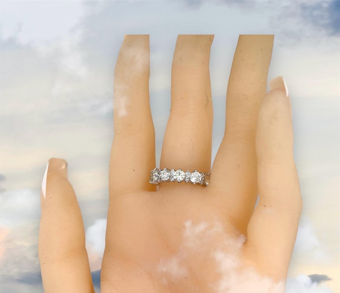 Platinum diamond eternity wedding band ring - 3