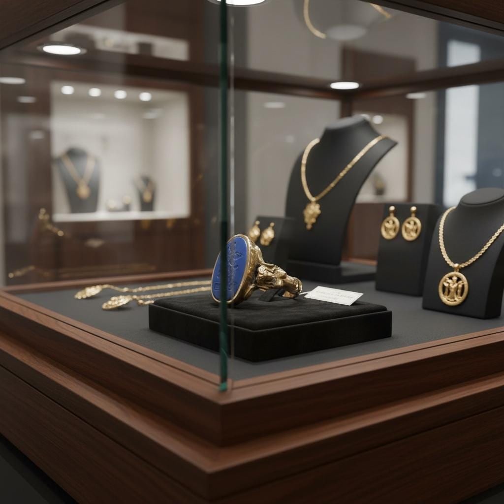 Vintage 14k gold itaglio ring with mermaid and angel on shank - 5