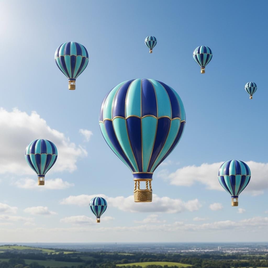 Designer 18k Yellow Gold Enameled Hot Air Ballon Brooch - 2