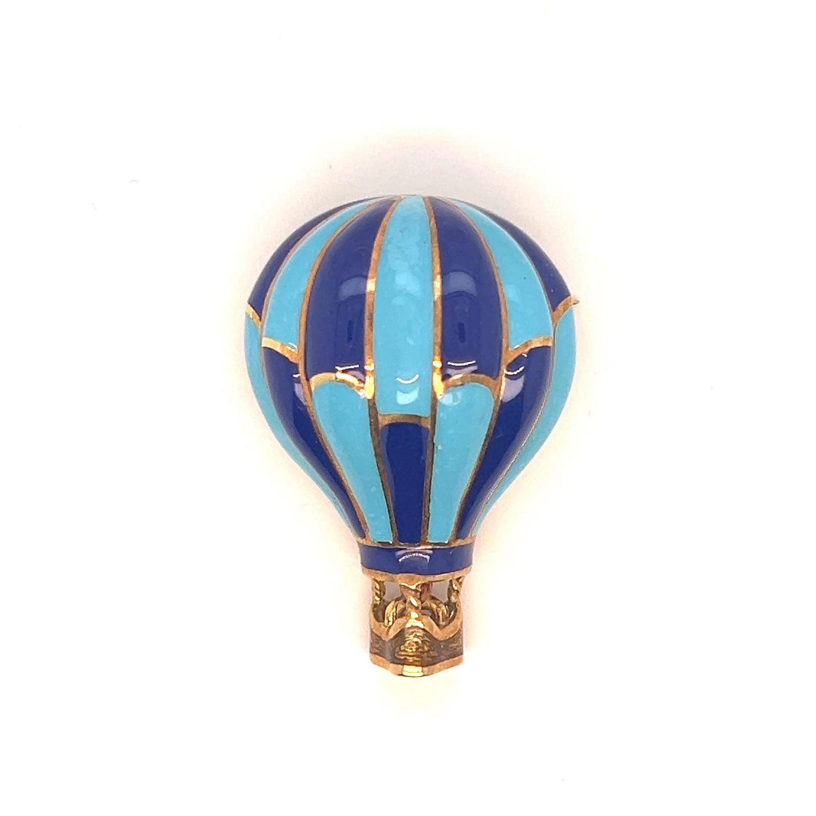Designer 18k Yellow Gold Enameled Hot Air Ballon Brooch - 3
