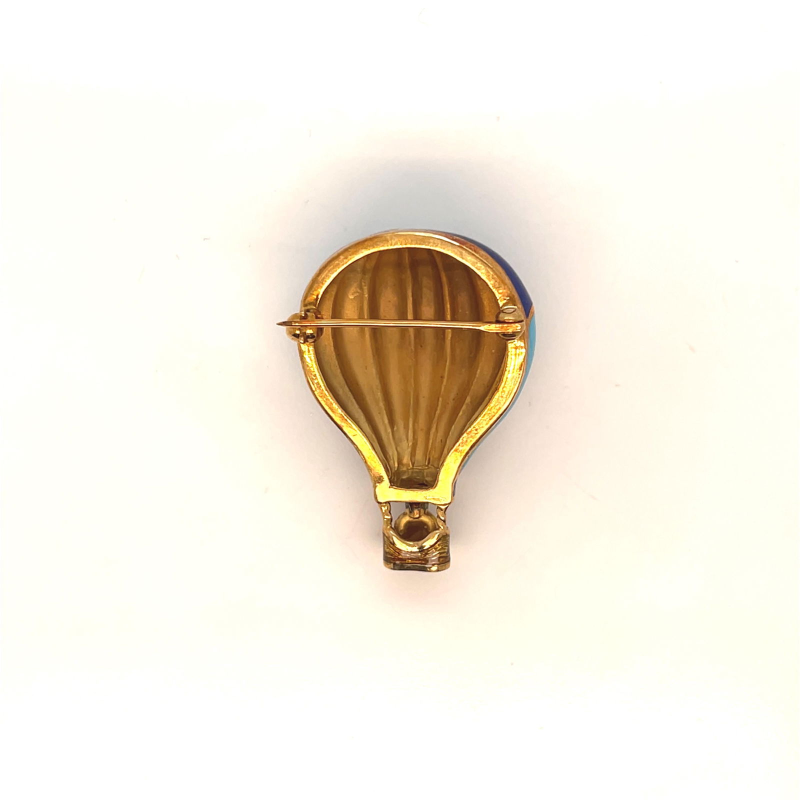 Designer 18k Yellow Gold Enameled Hot Air Ballon Brooch - 5