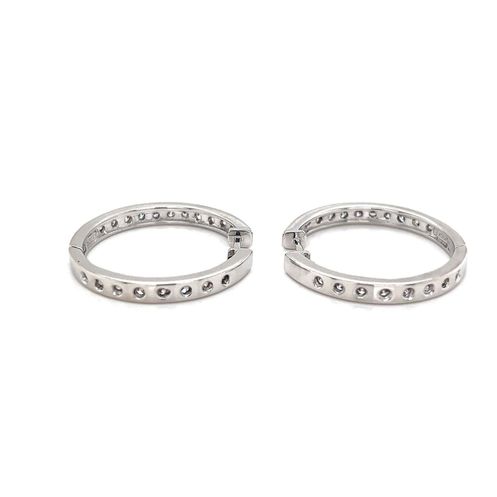 Designer "Sonia B" 14k white gold diamond hoop earrings 1.50 tcw - 4