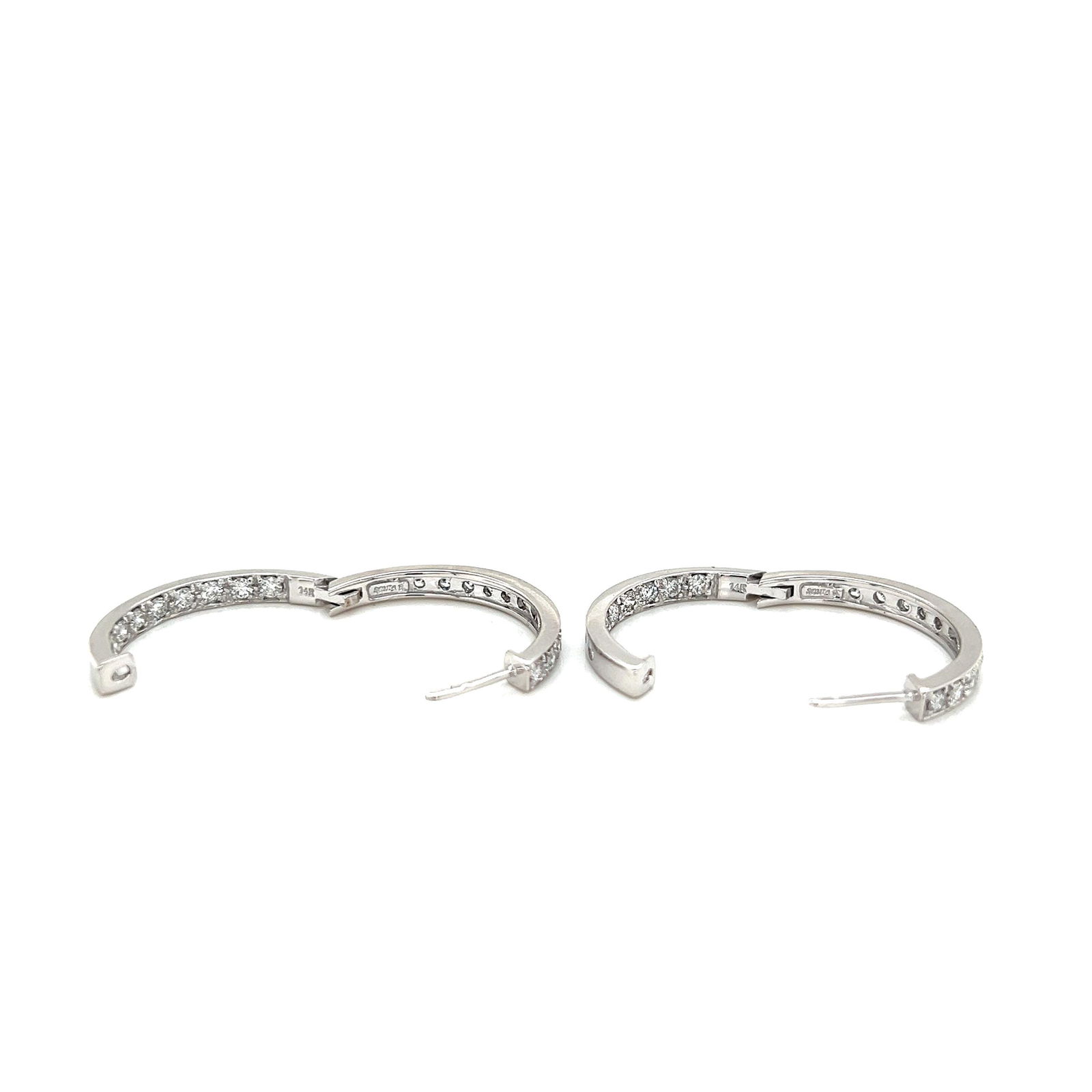 Designer "Sonia B" 14k white gold diamond hoop earrings 1.50 tcw - 5