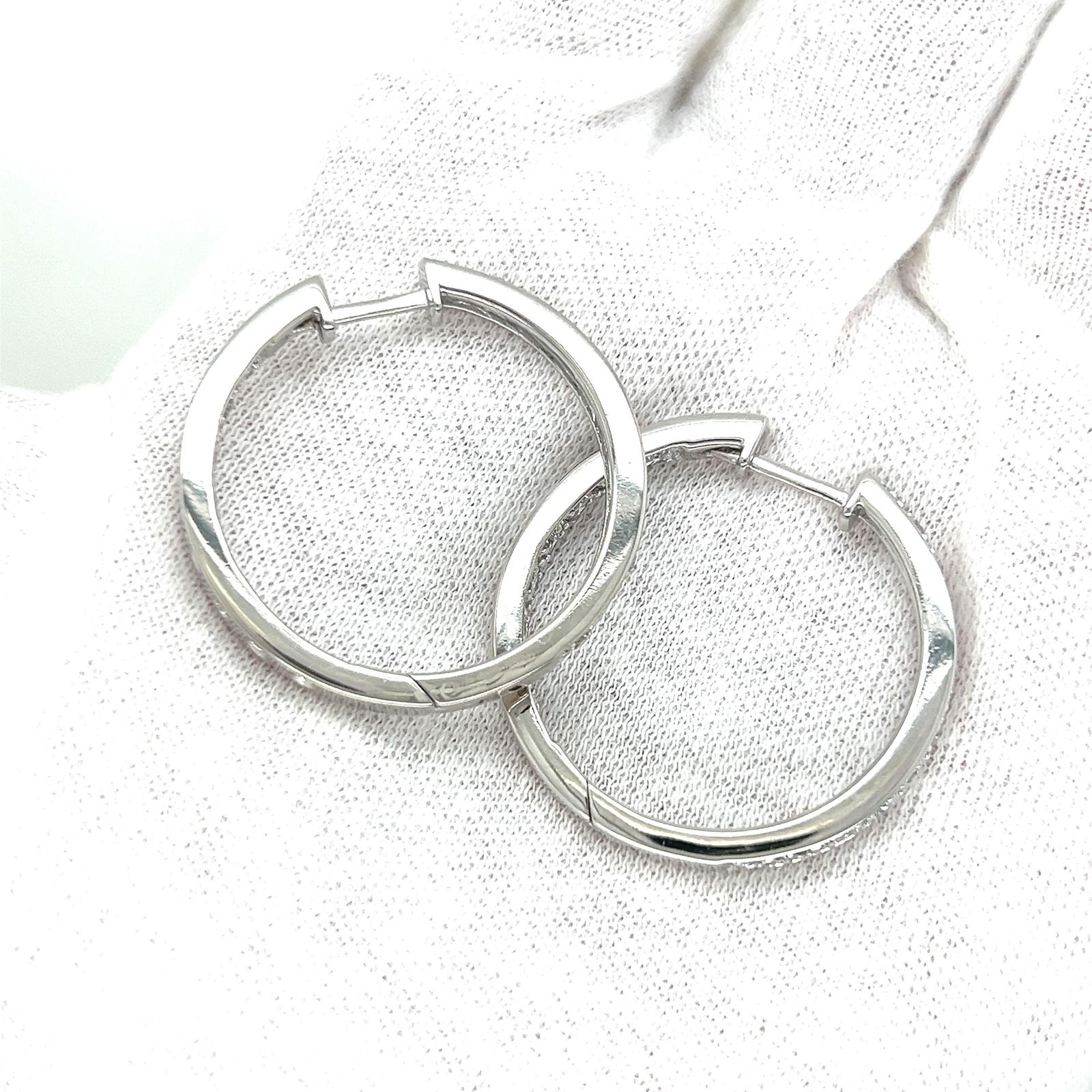 Designer "Sonia B" 14k white gold diamond hoop earrings 1.50 tcw - 6