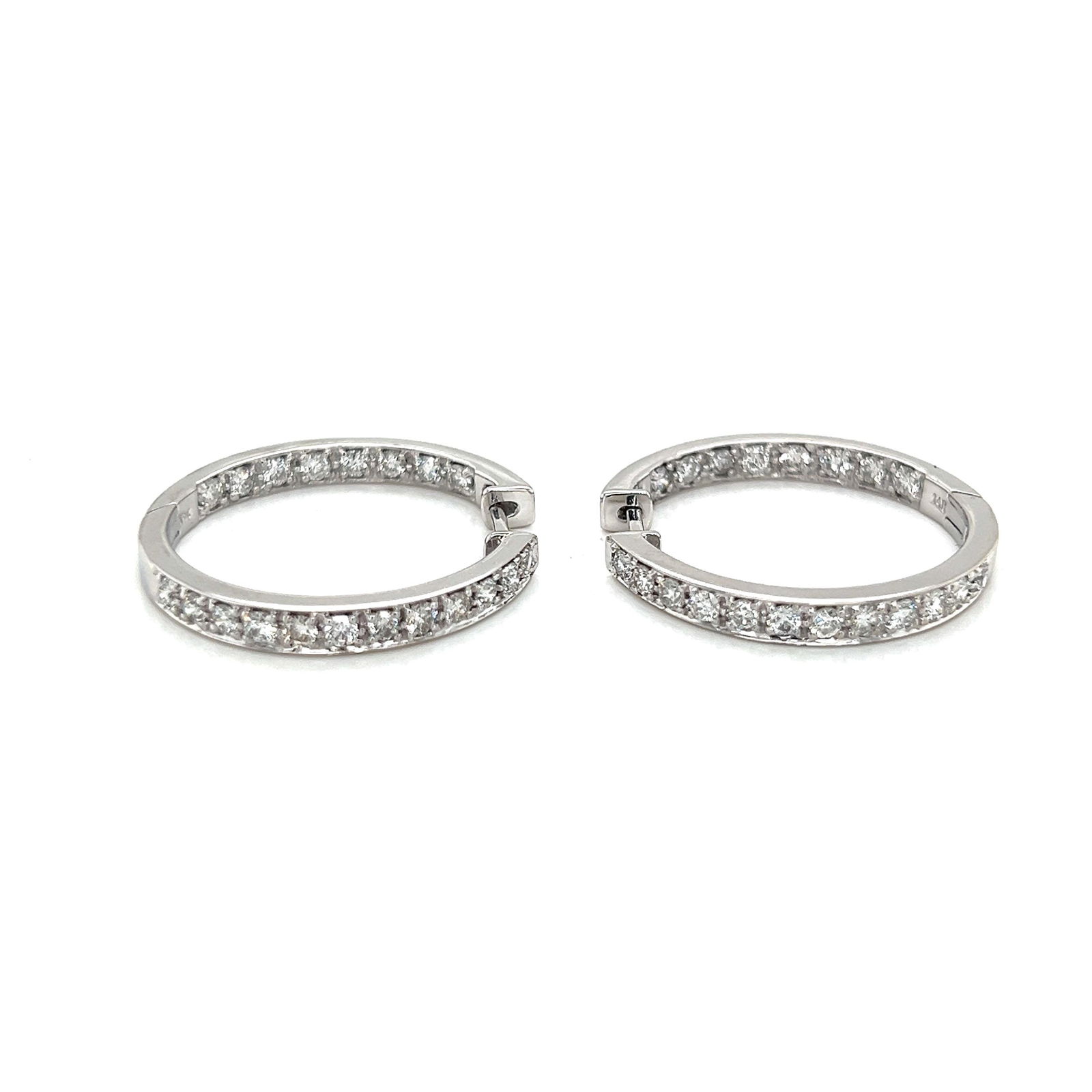 Designer "Sonia B" 14k white gold diamond hoop earrings 1.50 tcw - 7