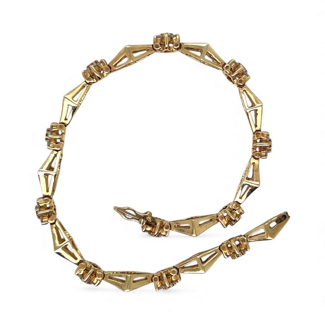 14 Karat Yellow Gold Diamond Tennis Bracelet - 3