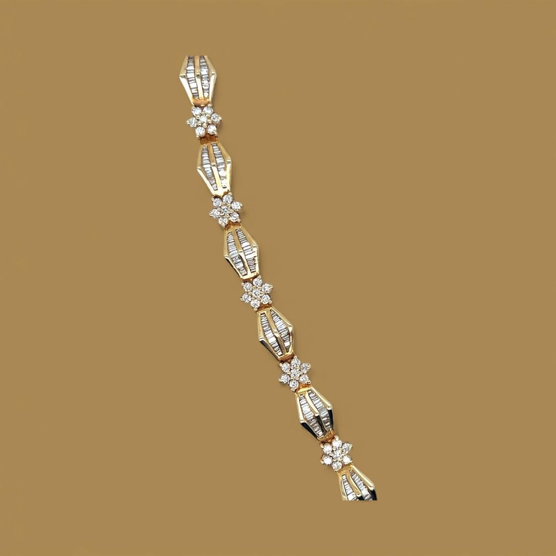 14 Karat Yellow Gold Diamond Tennis Bracelet - 5
